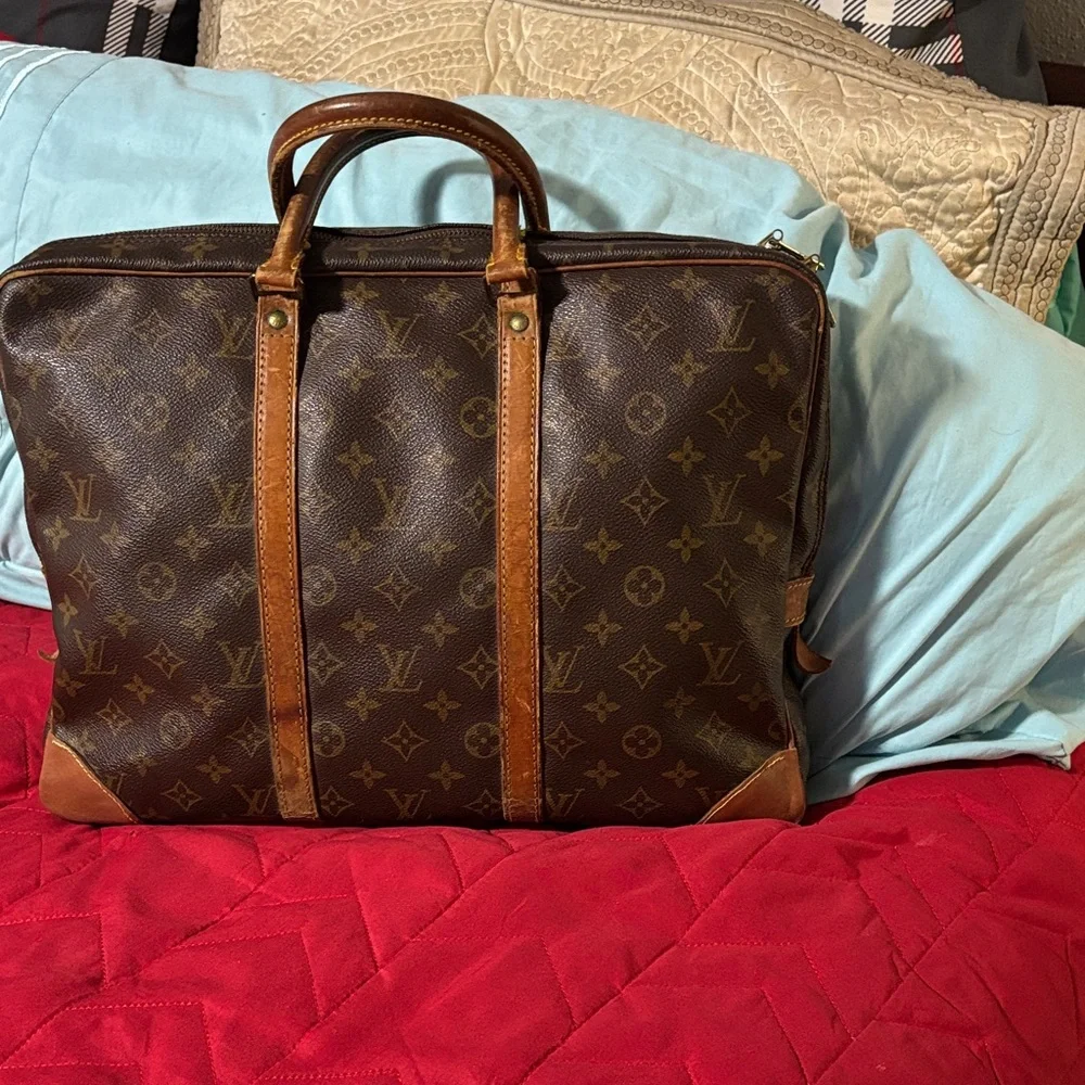Louis Vuitton Dark Brown Monogram Briefcase Document Porte- Unisex -Asis